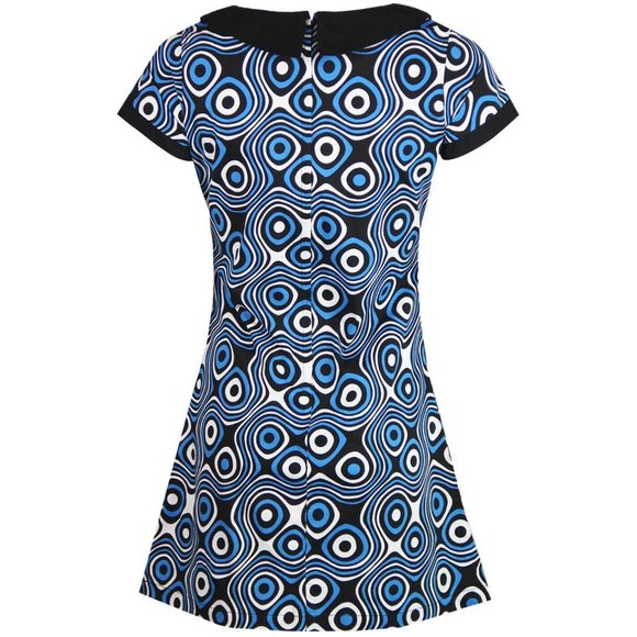 Madcap England Dollierocker Op Art Mod Dress Blue - Picture 2 of 8